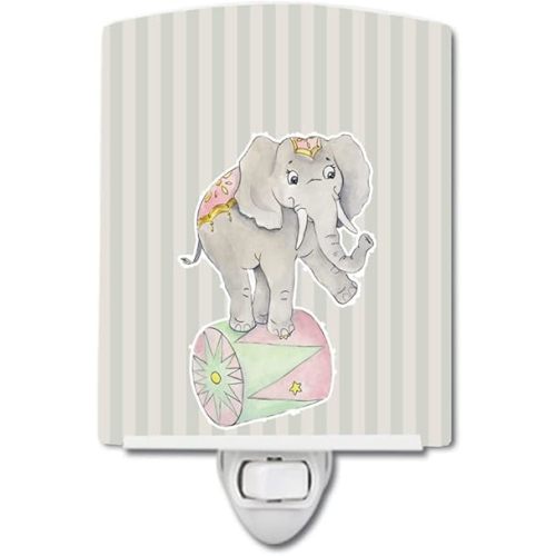 Caroline's Treasures BB6859CNL Circus Elephant Ceramic Night Light Compact, UL-Certified, Ideal for Bedroom, Bathroom, Nursery, Hallway, Kitchen, 6x4x3, Multicolor