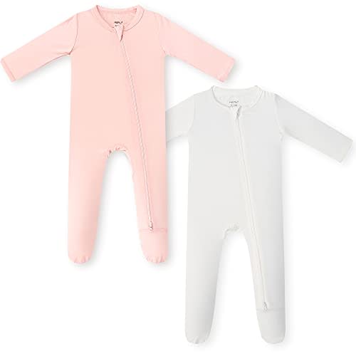 HAPIU Rayon from Bamboo Baby Footed Pajamas, 2 Way Zipper YKK, Footie for Baby Boy Girls, Newborn-24 Months