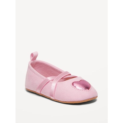 Faux-Suede Metallic Heart Ballet Flat Shoes for Baby