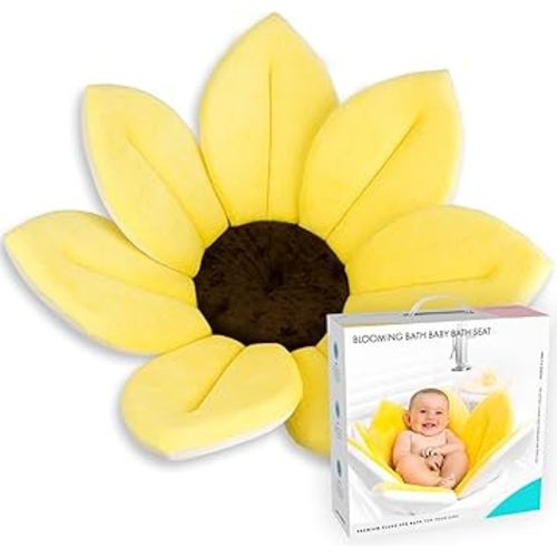 Blooming Bath Baby Bath Seat - Baby Tubs for Newborn Infants to Toddler 0 to 6 Months and Up - Baby Essentials Must Haves - The Original Washer-Safe Flower Seat (Original, Canary Yellow)