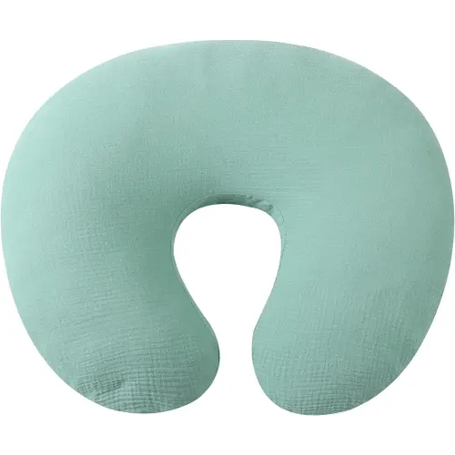 Muslin Nursing Pillow Cover Soft 100% Cotton Feeding Pillow Slipcover Fits Standard Infant Nursing Pillow or Positioner for Boy and Girl, Green