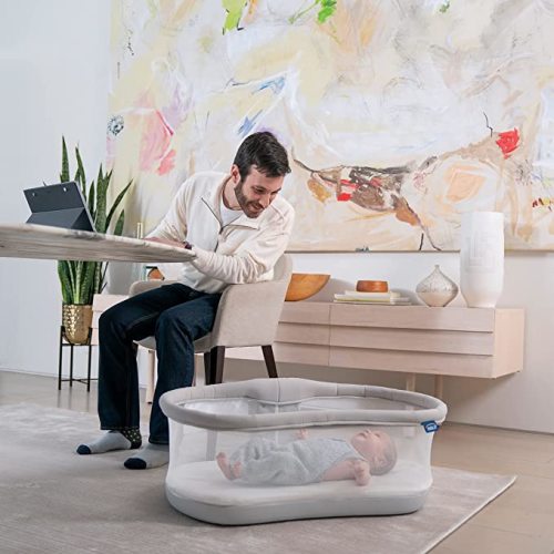 HALO BassiNest Swivel Sleeper 3.0 – Over-Bed Baby Bassinet with 360 Rotation, Adjustable Height, Breathable Mesh, Safe Close Sleeping, Lowering Wall for Easy Access, Feeding & C-Section Recovery