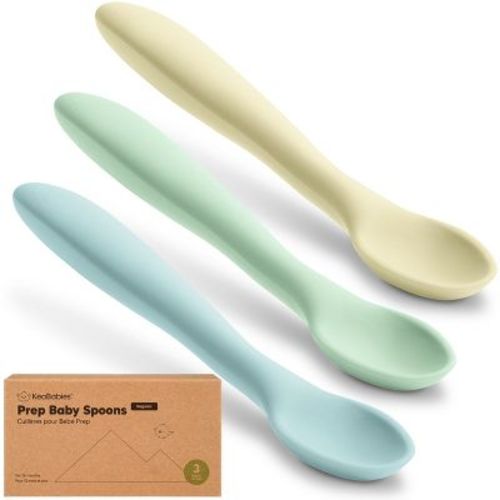 3-pack Prep Baby Spoons, Silicone Baby Utensils For Self Feeding 6-24 Months, All Stages Baby Feeding Set, Blw Toddler Spoons (mellow)