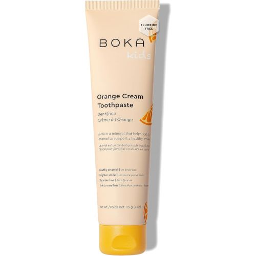 Boka Fluoride Free Toothpaste Nano Hydroxyapatite, Helps Remineralize, Appropriate for Sensitive Teeth, Whitening - for Adult, Kids Oral Care - Orange Cream Flavor, 4oz 1Pk - US Manufactured