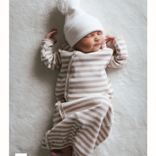 Tan Stripe / Organic Ribbed Gown – SpearmintLOVE