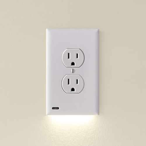 3 Pack - SnapPower GuideLight 2 [For Duplex Outlets] - Replaces Plug-In Night Light - Electrical Receptacle Wall Plate With LED Night Lights - Auto On/Off Sensor - (Duplex, White)