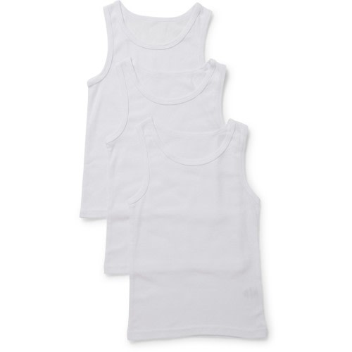 Brilliant Basics Boys Rib Singlets 3 Pack - White - Size 4-6