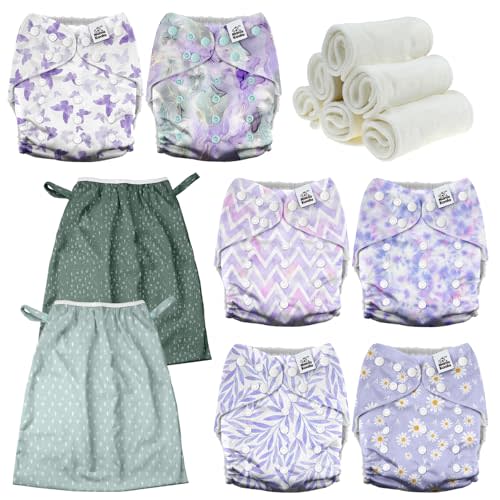 Mama Koala 3.0 Baby Cloth Diapers with 6 Inserts Bundle, with 2 Pack Reusable and Washable Waterproof Pail Liners