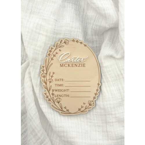Oval Baby Name Announcement Sign | Wooden Oval Birth Announcement Sign | Newborn Photo Name Sign | Hospital Baby Stats Sign