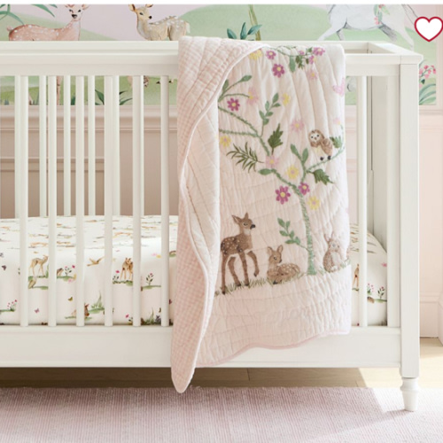 AERIN Fawn Baby Quilt, Cotton, Hand-Quilted | Pottery Barn Kids