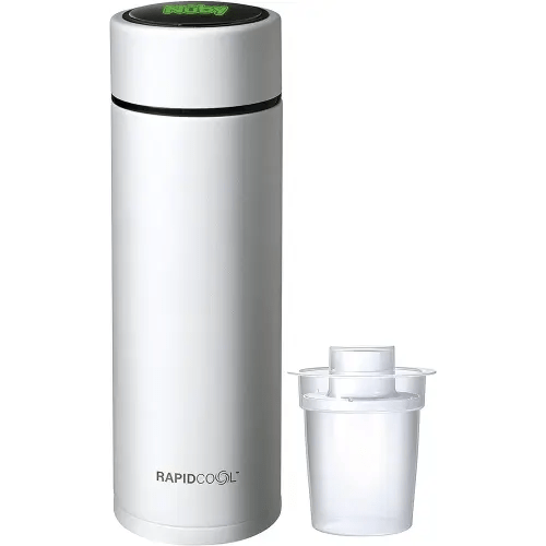 Nuby RapidCool Portable Baby Bottle Maker - With Milk Powder Dispenser and Digital Lid - Ideal for Travel Bottles and Night Feeds - Stainless Steel