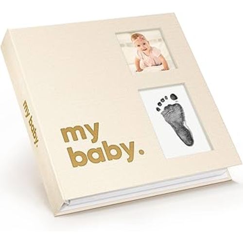 First 5 Year Baby Memory Book for Baby Girl, Boy - Minimalist, Gender Neutral Baby Book Keepsake, Timeless Baby Journal, Inkless Ink Pad Baby Scrapbook, Baby Milestone Book, Birth Record Book (Gleam)