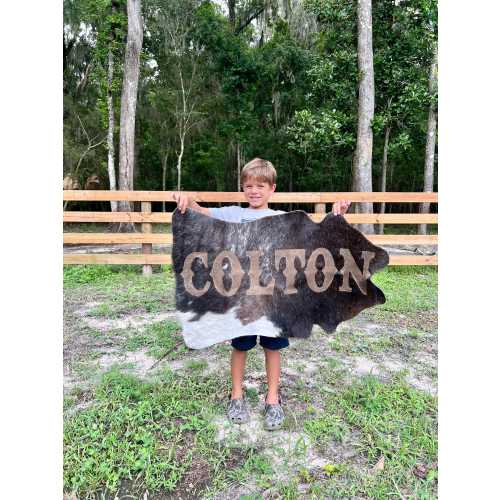 Engraved Cow hide, branded cow hide, personalized cow hide, highland, wedding gift, housewarming gift, nursery sign, logo