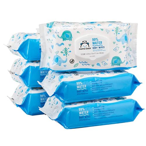 Amazon Brand - Mama Bear 99% Water Baby Wipes, Hypoallergenic, Fragrance Free, 432 Count (6 Packs of 72) - 72 Count (Pack of 6)