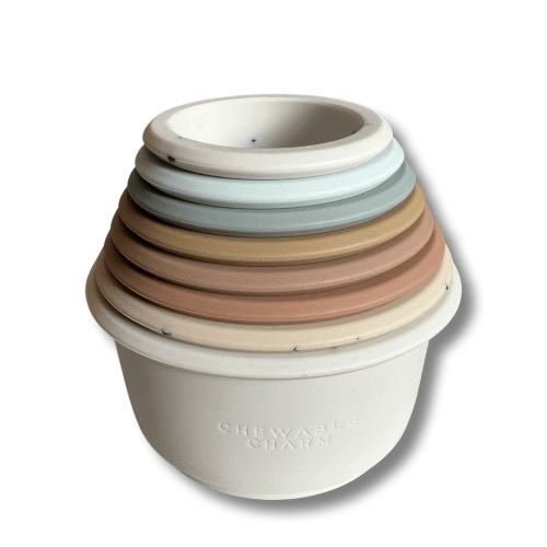 Silicone Teether Stacking Cups – Chewable Charm