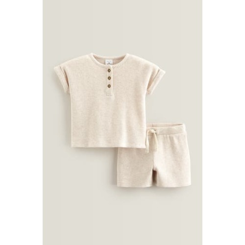 Waffle Knit Henley & Shorts Set, 3M