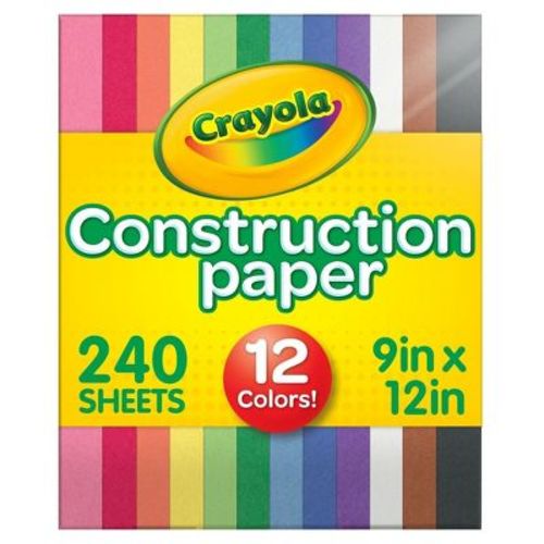 Crayola 240-Sheet Construction Paper 12-Color: School Supplies for Kids, Craft Paper, 9x12 Inches, Multicolor, Uncoated
