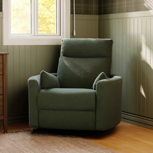 daVinci Atlas Manual Swivel Recliner - Cozy Olive Boucle