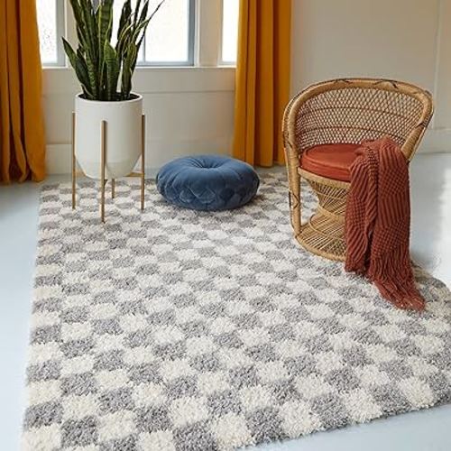 Balta Rugs Oslo Checkered Shag Rug, Gray, 8' x 10'