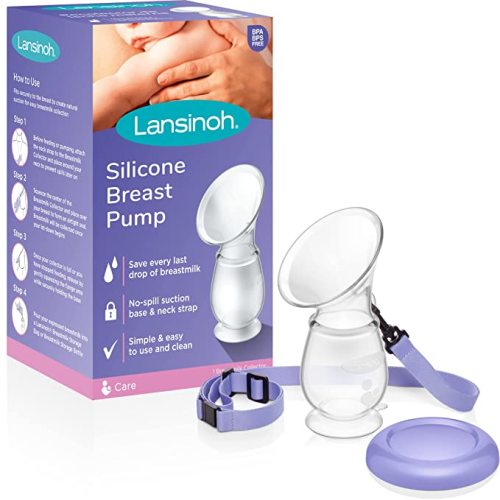 Lansinoh Silicone Breast Pump for Breastfeeding, 4 ounces - Manual Breast Pump