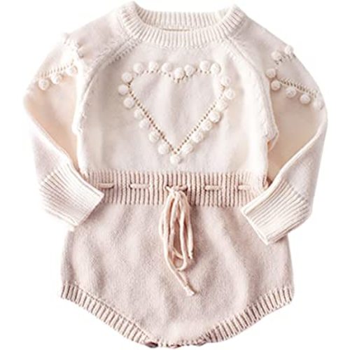 Newborn Baby Girl Sweater Romper Infant Toddler Long Sleeve Knit Romper Sweater Jumpsuit Fall Winter Outfit