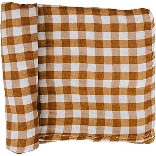 Mebie Baby Gingham Muslin Swaddle, Modern and Neutral Swaddle Blanket for Baby Girl or Boy, Soft Baby Blankets, Newborn Swaddle Blanket, 0-3 Month, Comfy Wrap, Baby Essentials & Gifts
