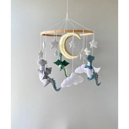 Dragon baby mobile, fantasy crib mobile, dragon nursery decor