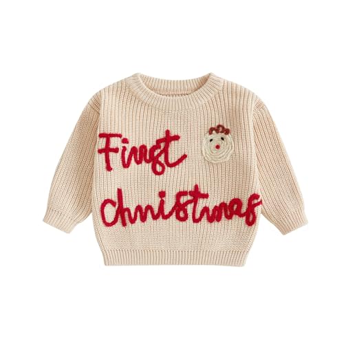 MoZiKQin Baby Christmas Outfit Boy Girl First Christmas Sweater Infant Toddler Knit Ugly Sweaters Fall Winter Clothes
