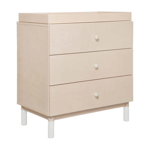 Gelato 3-Drawer Changer Dresser with Removable Changing Tray Natural Walnut & Gold Feet