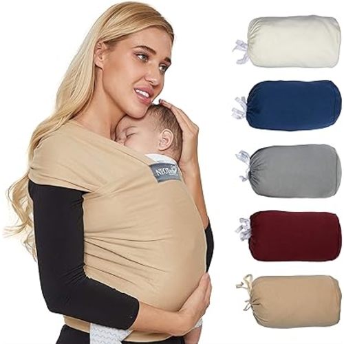 NEOtech Care Baby Wrap Carrier - Cotton - Breathable & Adjustable - For Infant, Newborn, Child, Toddler (Light Brown)