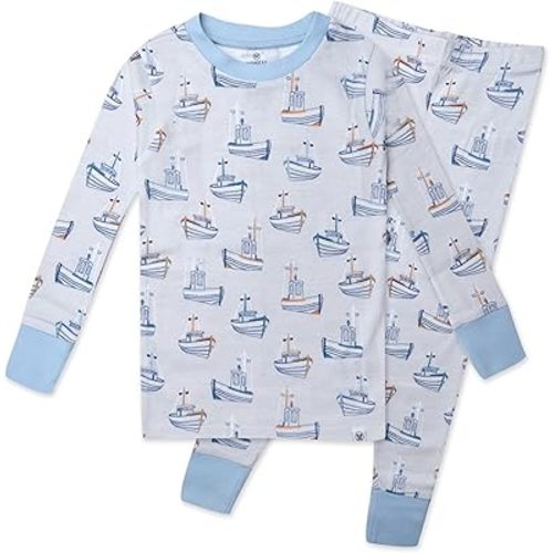 HonestBaby 2-Piece Snug Fit Pajama Set Organic Cotton for Infant Baby & Toddler Boys