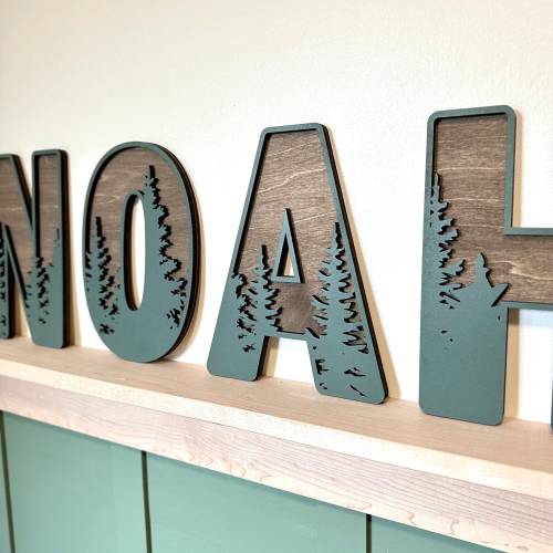 Woodland Nursery Decor, Forest Nursery Letters, Wood Tree Woodland Wall Decor, Personalized Alphabet Letters