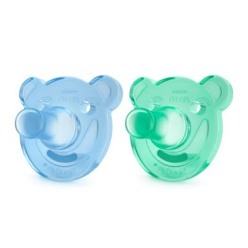 Philips Avent Age 0-3M 2-Pack Bear Soothie Pacifiers in Green/Blue - BLUE/GREEN - 0-3 MONTHS