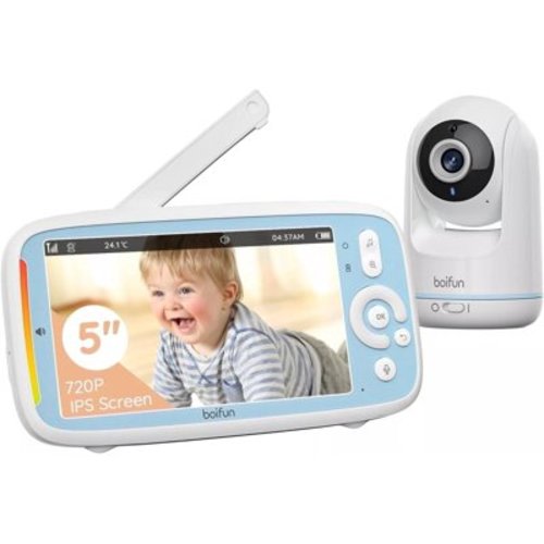 BOIFUN Video Baby Monitor with Camera and Audio,5 inch IPS Display,1500ft Range,3X Zoom,Auto Night Vision,2-Way Talk,VOX,Temperature