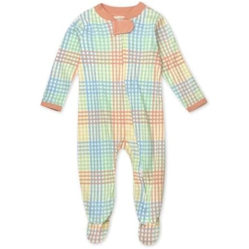 HonestBaby Sleep & Play Footed One-Piece Pajama Sleeper 100% Organic Cotton, Baby Girls