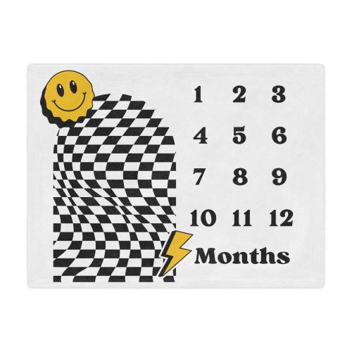 Microfiber Blanket, Baby Boy Milestone Blanket, Trendy Checkered Design, Rad Pattern for Newborns, Gender Neutral Nursery Decor, Soft Fleece