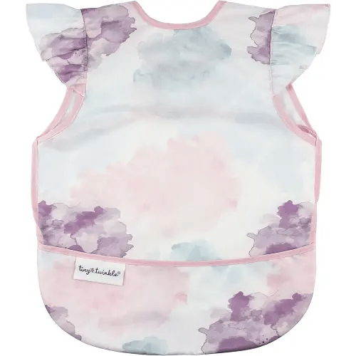 Tiny Twinkle Mess Proof Baby Bib - Waterproof & Lightweight Baby-Led Weaning Apron | 100% Recycled Polyester, Easy Clean & Machine Washable (Cotton Candy, Small 6-24 Months)