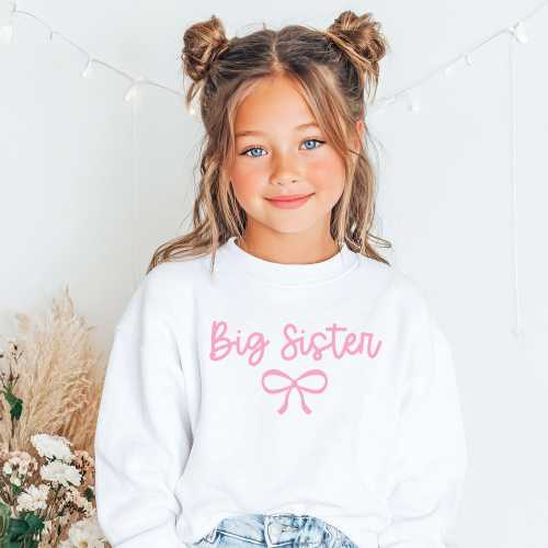 Big Sister Sweatshirt: Girly Coquette Bow Top, Pregnancy Announcement Shirt