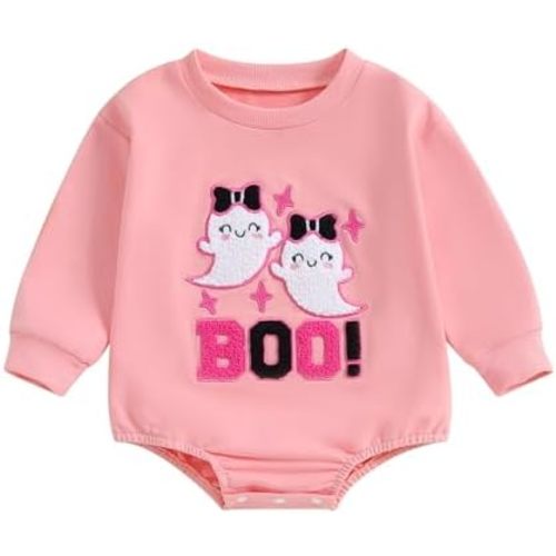 FYBITBO Newborn Halloween Outfit Girl Boy Spooky Season Romper Bubble Sweatshirt Bodysuit Fall Halloween Baby Clothes