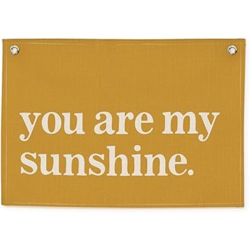 You Are My Sunshine Linen Wall Hanging 20x30 Inch - Yellow Canvas Banner for Summer Wall Decor, Kids Room Nursery Art, Sunflower Theme Classroom
