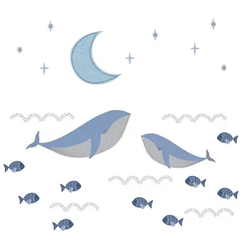 Lambs & Ivy Bubbles & Squirt Aquatic Under Sea Whale/Fish Wall Decals/Stickers
