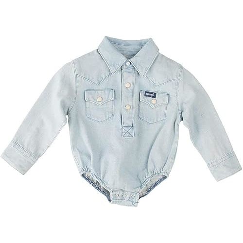 Wrangler Baby Boys' Long Sleeve Bodysuit Denim