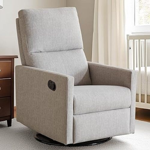 Rocking Recliner Chair for Adults,360°Swivel Glider Rocker Reclining Chair with High Back for Nursery Living Room Bedroom,Nursing Reclining Single Sofa Chairs (Light Grey)
