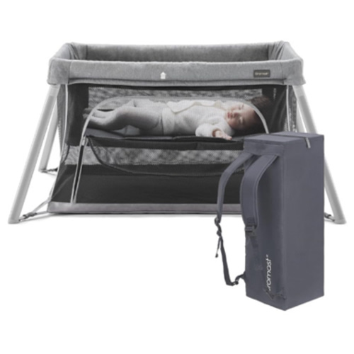 2 in 1 Portable Travel Crib for Toddler, Foldable Crib for Baby, Lightweight Playpen Collapsible Playard with Soft Mattress, Easy to Carry Baby Travel Bed for Outdoor, Indoor (Grey)