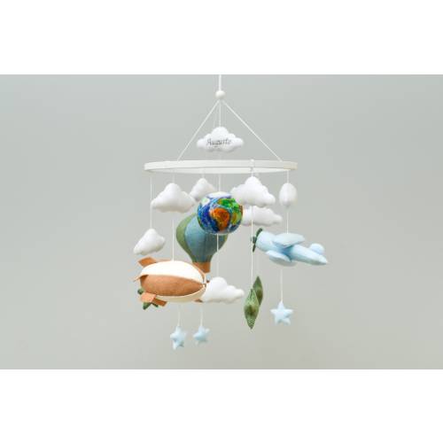 Travel nursery mobile - Airplane baby mobile boy - Personalized nursery decor - Travel baby shower gift