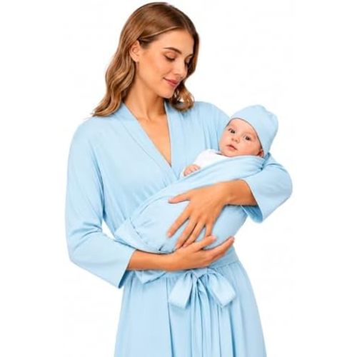 Matching Mum and Baby Robe Set with Swaddle & Hat