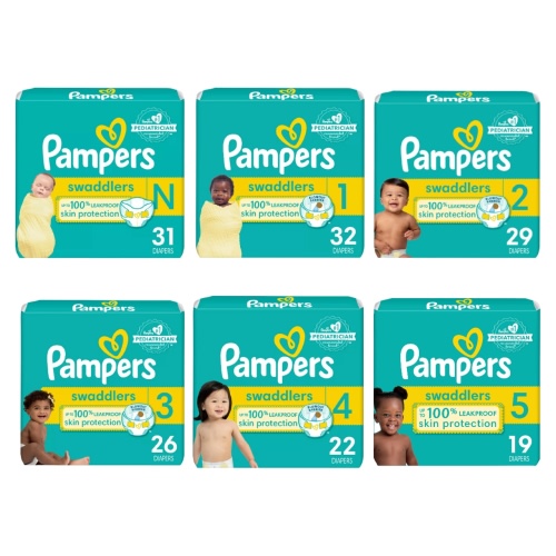 Pampers Swaddlers Diapers, Size 1, Size 2, Size 5, Size 6, Size 3, Size 4, Size Newborn