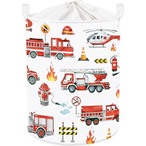 Large Fire Engine Collapsible Laundry Hamper for Baby Nursery