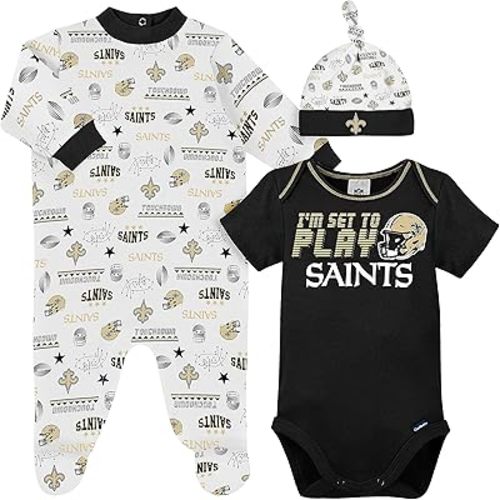 Gerber NFL Baby Boys' 3-Piece Bodysuit, Sleep 'n Play, & Cap Set