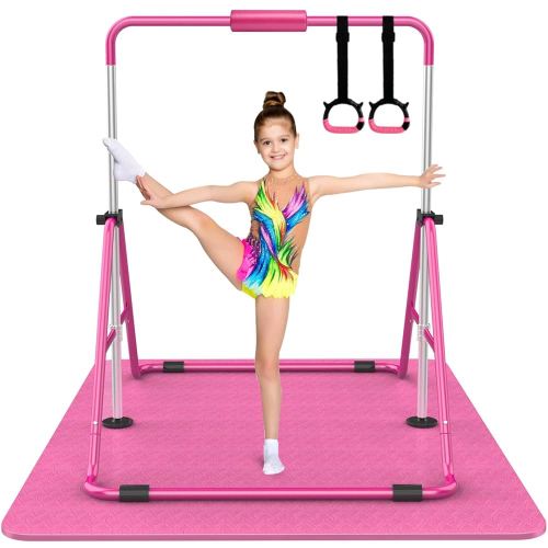 Tepemccu Expandable Gymnastics Bars,Adjustable Height Gymnastic Horizontal Bars,Junior Training Bar Children Folding Training Monkey Bars for Kids…